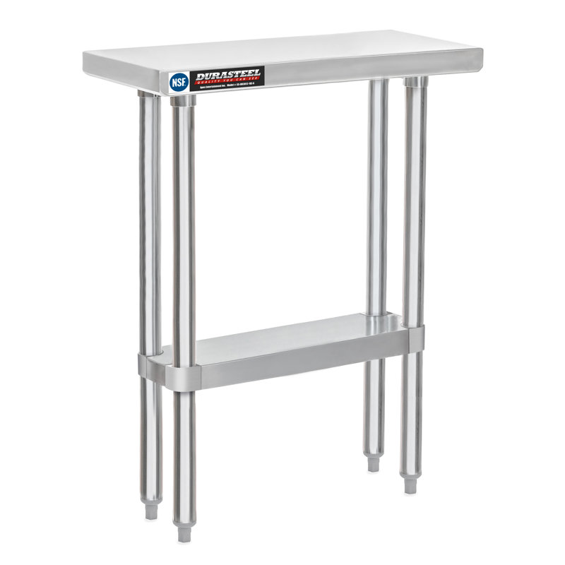 Table 30 po x 12 po en acier inoxydable avec support de coin réglable coulé sous tablette - Certifié NSF