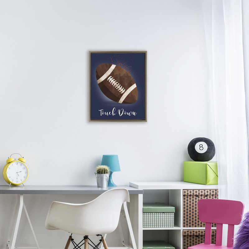 Cadre flottant Game On Touch Down, design par Christine Simpson Art, Cadre flottant orme Montalcino, H 21 po x l 17 po