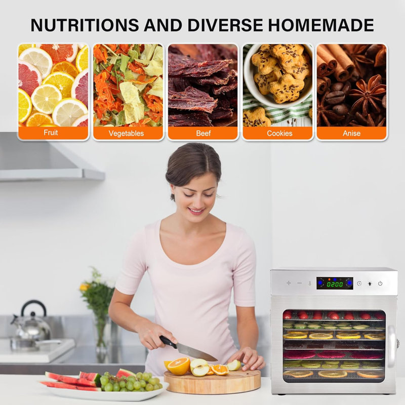 8 Trays Food Dehydrators with Digital Timer and Temperature Control