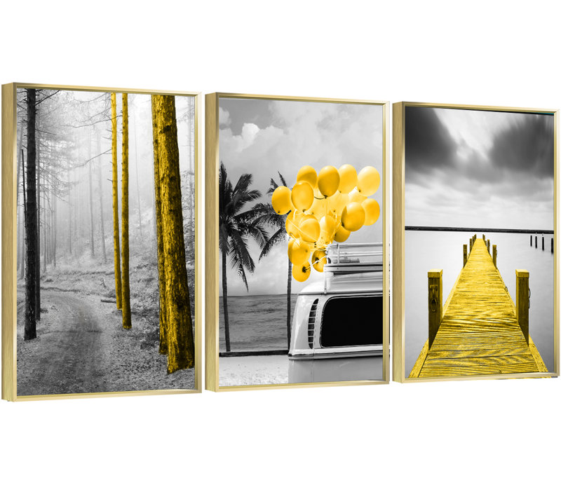 Contrast - ensemble de 3 reproductions sur toile, H 24,3 po x l 48,3 po x P 1,65 po