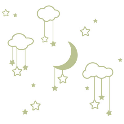 Décalcomanie murale étoiles et nuages lune
