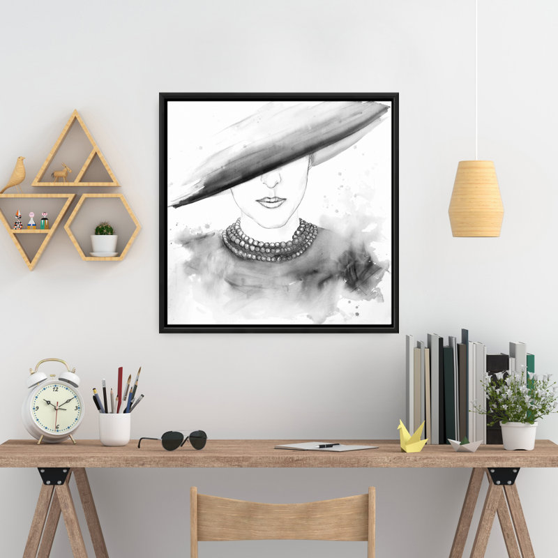 " Mysterious Lady With A Hat ", 24" H x 24" W