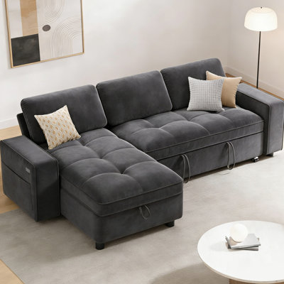 Multifunctional Sectional Sleeper Sofa With Usb/Type-C Charging, 5-Position Recline, Tool-Free Assembly, Chenille Fabric With Removable Washable Covers-L Shape Sofa
