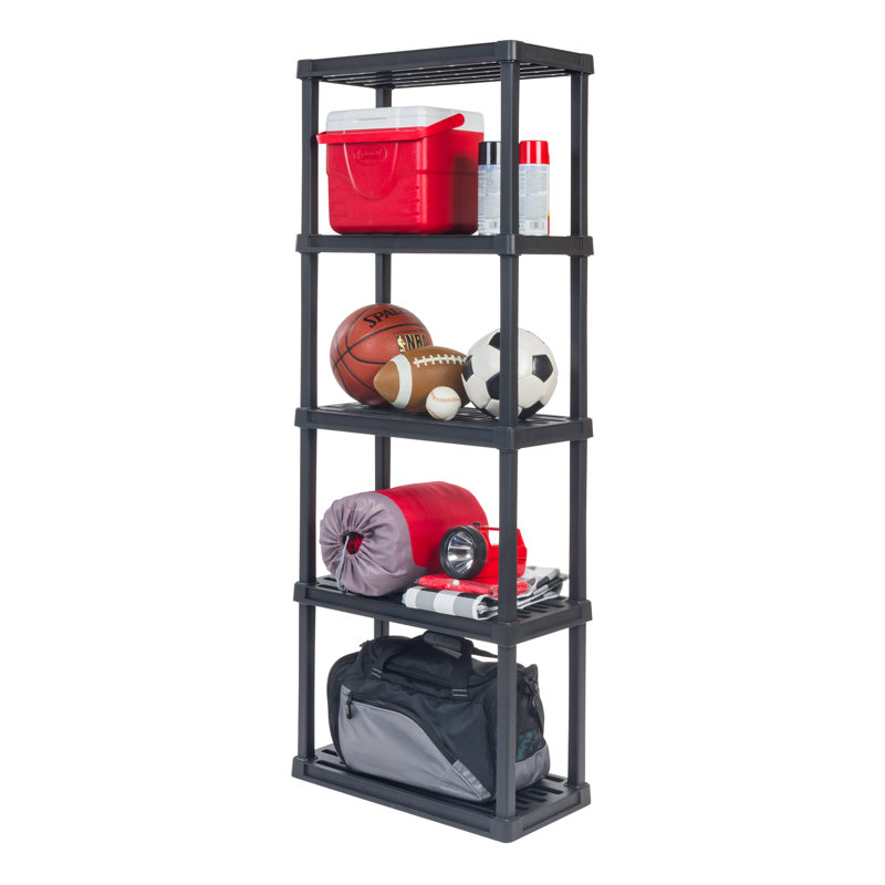 Black 5-Tier Plastic Utility Storage Shelf