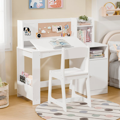 Kids Study Desk With Chair And Tiltable Desktop by Harriet Bee