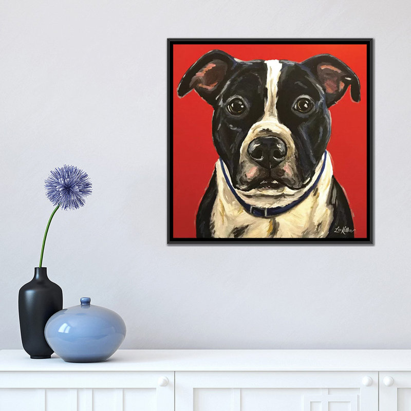 «Pit Bull» par Hippie Hound Studios, impression sur toile tendue, H 18 po x l 18 po x P 1,5 po, Toile avec cadre noir