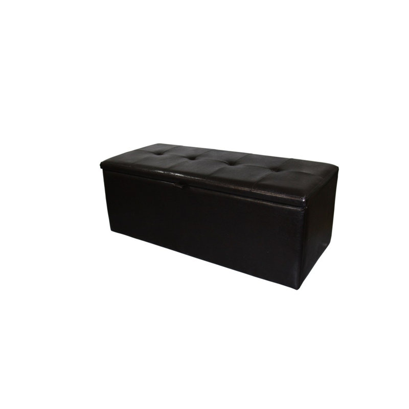 18.5" Tall Leather Upholstered Leather Storage Bench, Brown