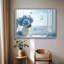 Wooden Framed Canvas Painting Artistic printing Blue Hydrangeas With Sea View Unique and creative wall decor-1018646780