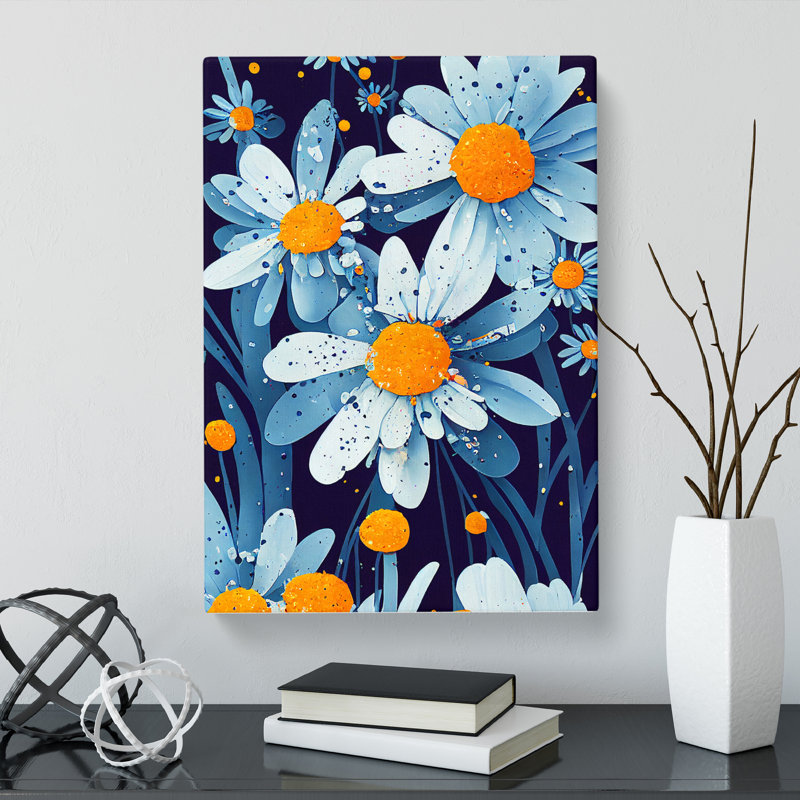 Daisy Flower Splatter Vol.2 - Wrapped Canvas, 76cm H x 50cm W x 3cm D
