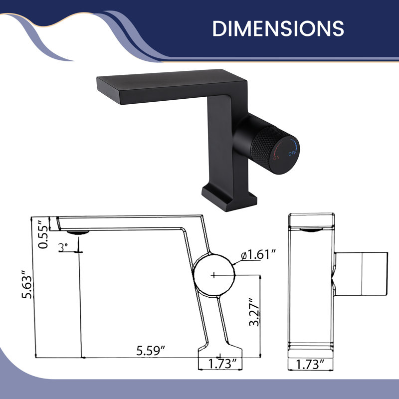 Robinet de lavabo pour salle de bain à poignée simple 5,63 po H, Noir mat