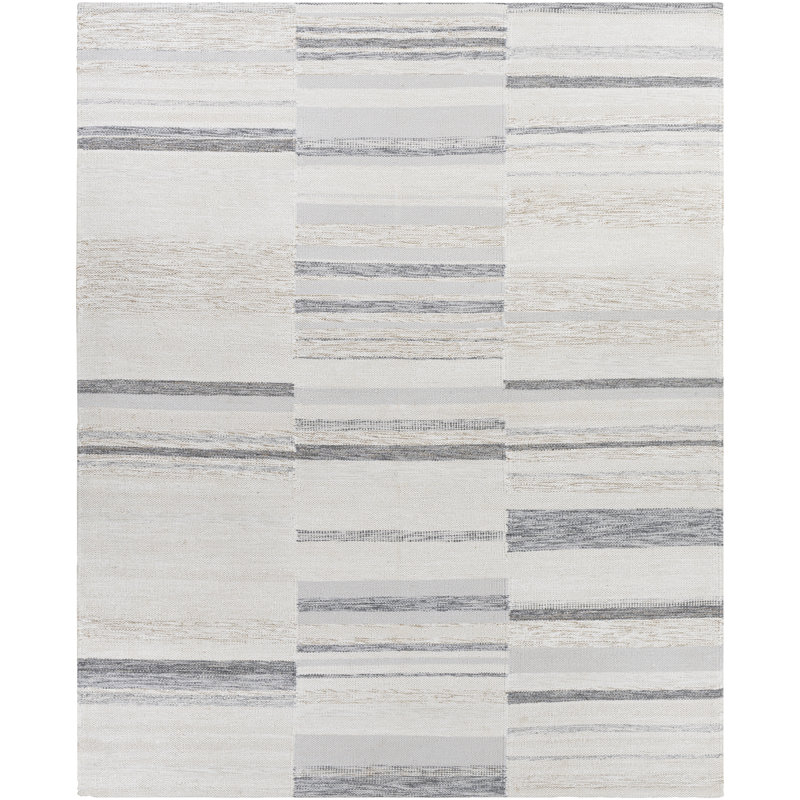 Tapis gris noué à la main Roden, Rectangle 5 pi x 7 pi 6 po