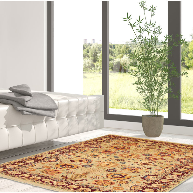 Tapis décoratif en laine noué à la main de conception unique noué à la main new age de style persan 18/20 rouge 6 pi x 9 pi