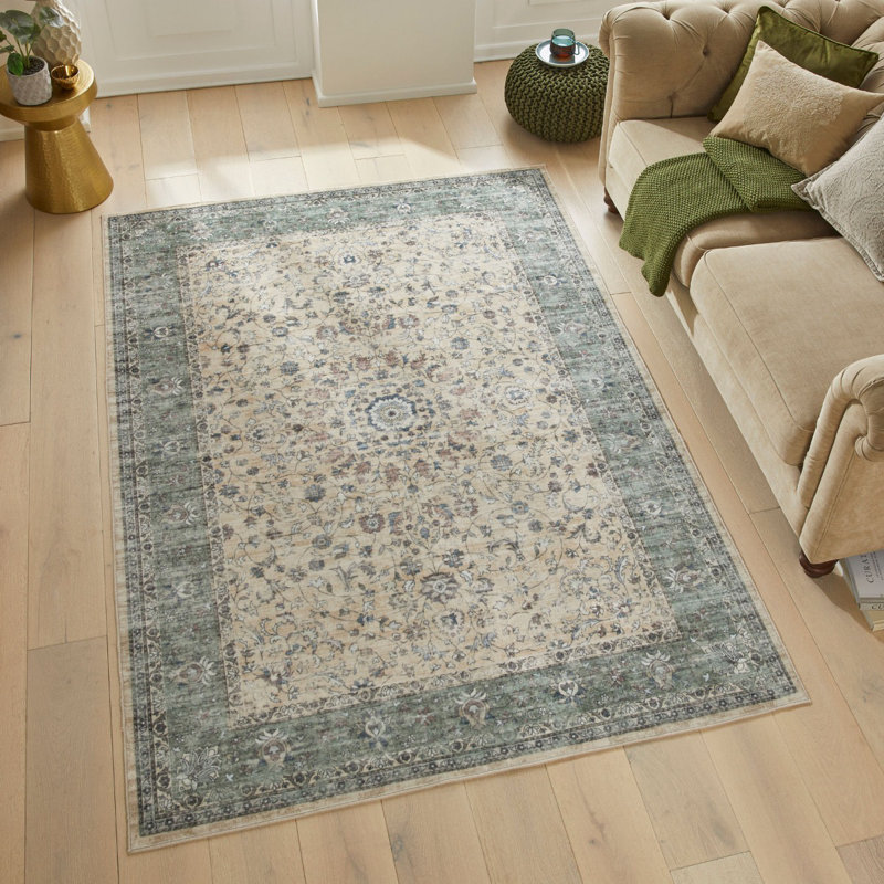 Green Modern Soft Washable Rug, Stain Resistant Area Rug For Bedroom, & Dining Room, Rectangle 120 x 180cm