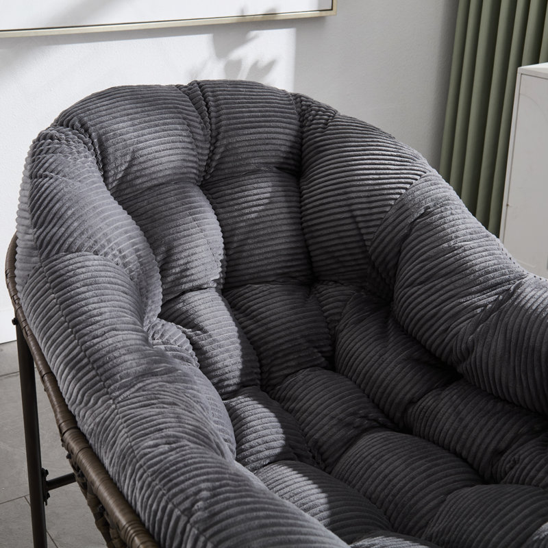 Chaise berçante d'extérieur en rotin, Gris