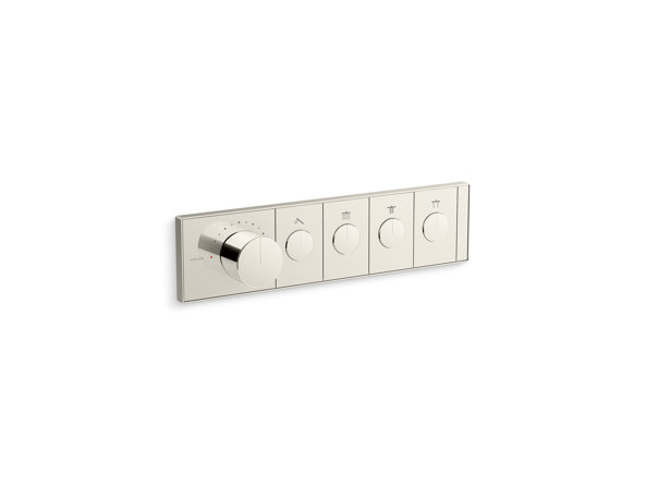 Anthem Four-Outlet Thermostatic Valve Control Panel With Recessed Push-Buttons