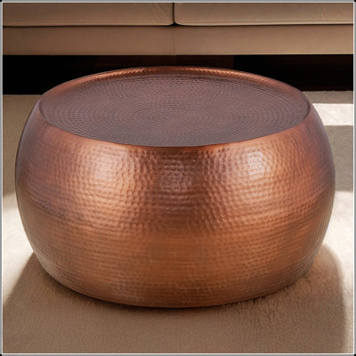 Table basse moderne et contemporaine en aluminium de 32 pouces martelée à la main pour une élégance campagnarde unique