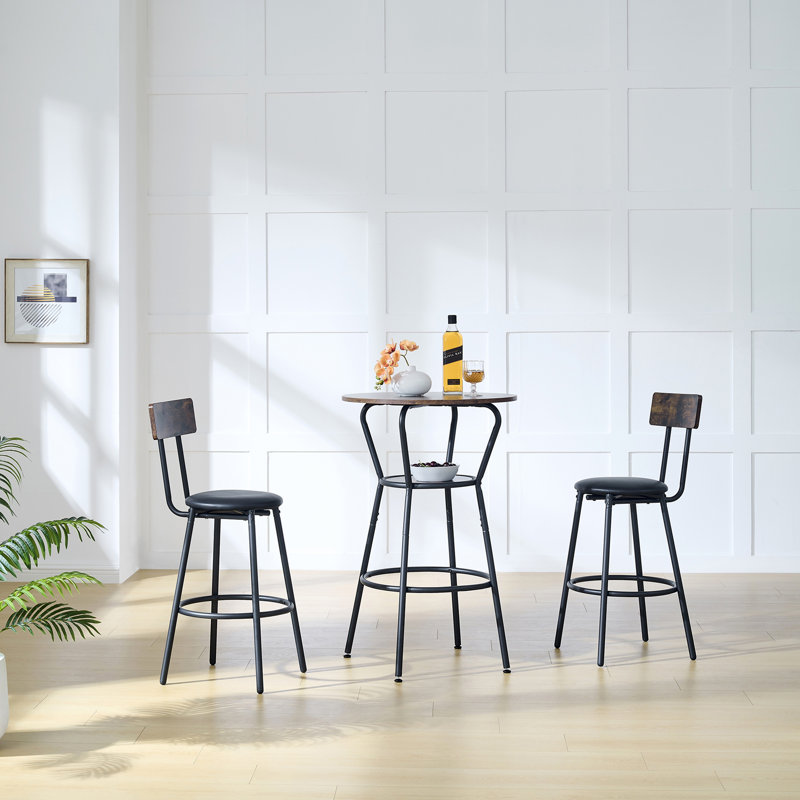 Ensemble de table de bar polyvalent et tabouret rembourré avec tablette, tabourets confortables avec dossier pour divers réglages