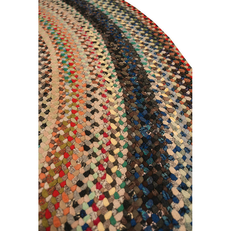 Multicolor Jewel Tones Round 1935 Antique Flat Weave Wool Rug