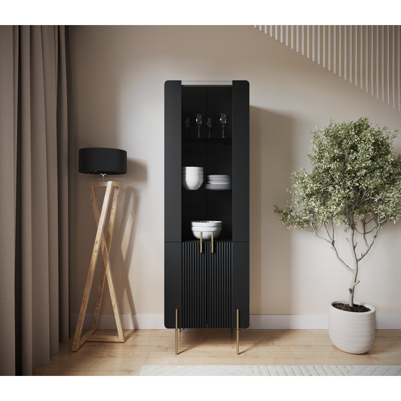 Inniswold Display Cabinet, Black/Gold