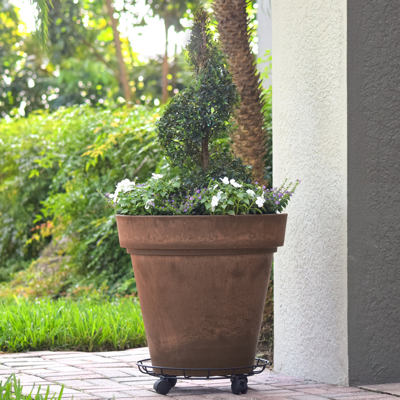 Alphonsus Metal Weather Resistant Caddy Plant Stand, 17.5"