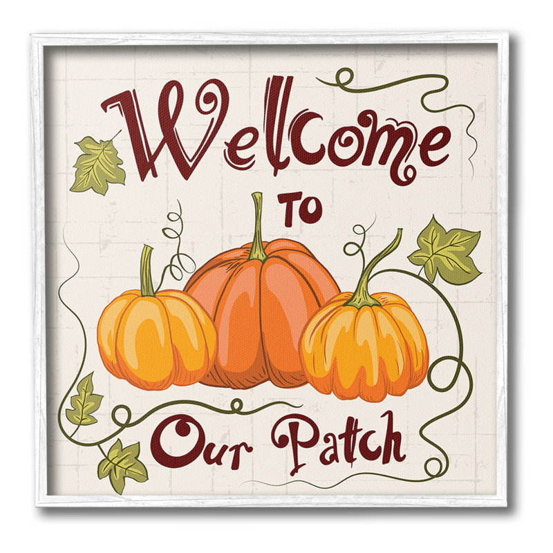 «Pumpkin Patch Welcome», estampe numérique par Diane Labombarbe, H 17 po x l 17 po, Giclée encadrée noir minuit