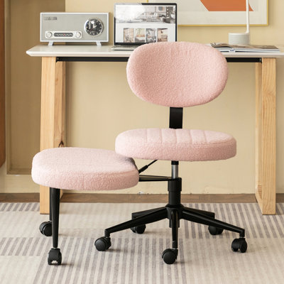 Comfort - Focused Pink Chair With Multi Position Cross Legged Function, 360 Rotation, And Tip Base Ergonomic Design, Back Support, Gravity Activated Locking