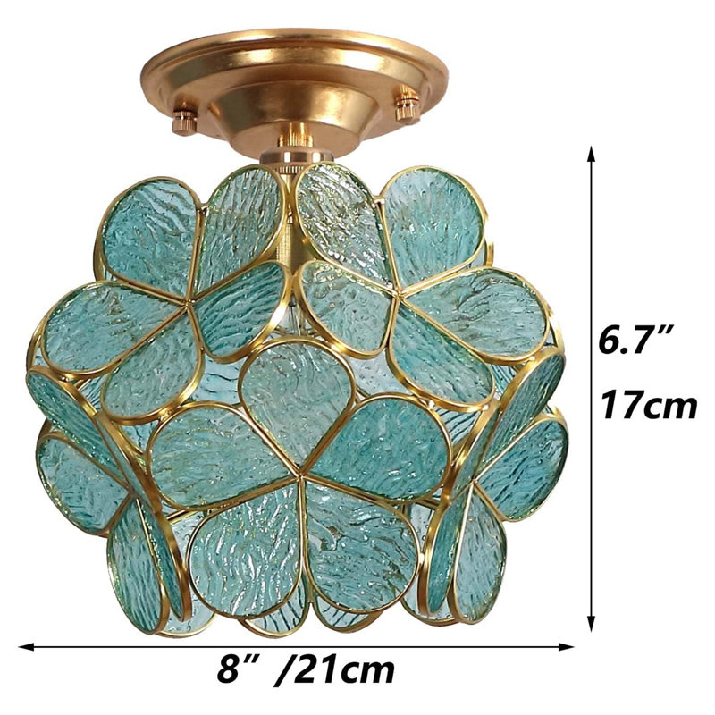 Plafonnier près du vitrail style pétales de fleurs pour décoration intérieure Tiffany (fleur de cerisier de 8 po), Vert