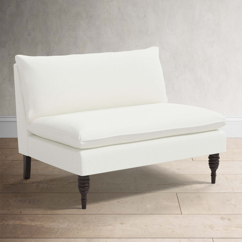 Varick Upholstered 47'' Settee, Zuma White Textured Linen