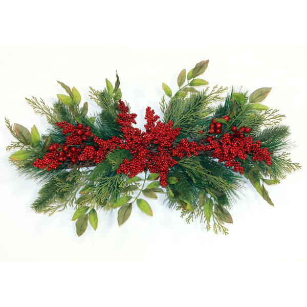 Yinder 12 Pcs Christmas Berries Red Stems 17 Inch Snowy Artificial Frosted  Holly Red Berries Cedar Picks Stems Pine Picks Greenery Twig for Garland