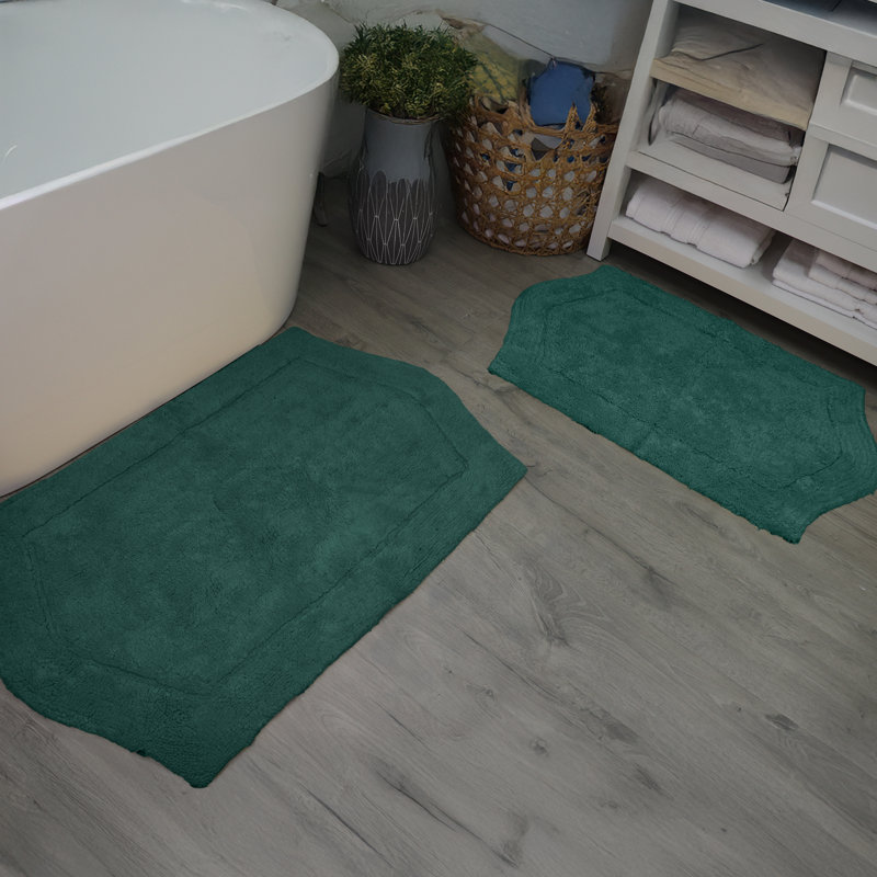 Morissette Waterford 100% Cotton Bath Rug Set, 2 Piece Set, Includes 21"x34" and 24"x40", Spray Latex Backing, Soft Absorbent Bathroom Rugs, Machine Washable