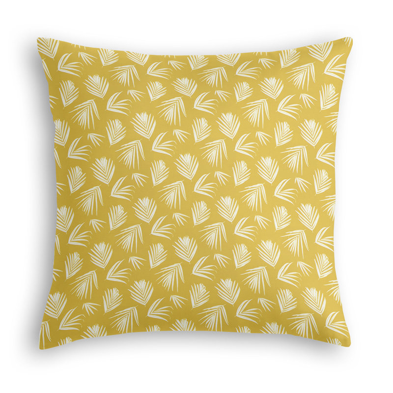 Housse et insert de coussin décoratif carré en polyester Macbeth, Jaune épice, 18 po x 18 po