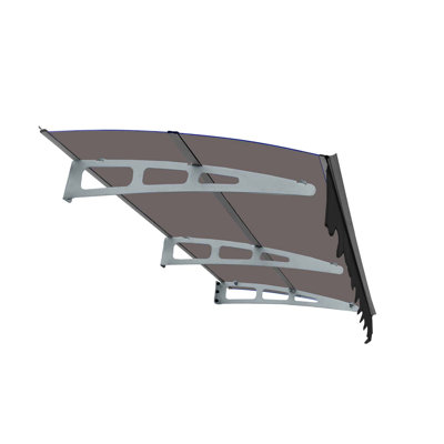 Window Awnings Door Entrance Canopy, Aluminum Alloy Bracket, 0.137 Inch Thick Crystal Solid Polycarbonate Sheet with Valance for Masonry Concrete House