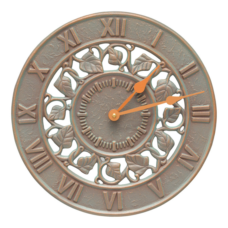 Ivy Silhouette Clock, Copper Verdigris