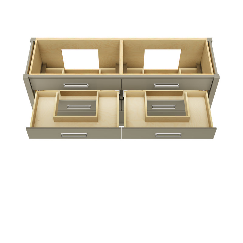 Meuble-lavabo double tiroir Kiawah, Olive française, 72", Chrome poli