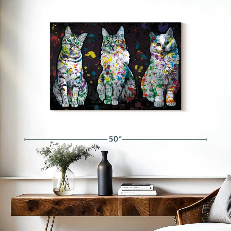 Peinture pour chat Brampt Curious Cats, H 24 po x l 36 po