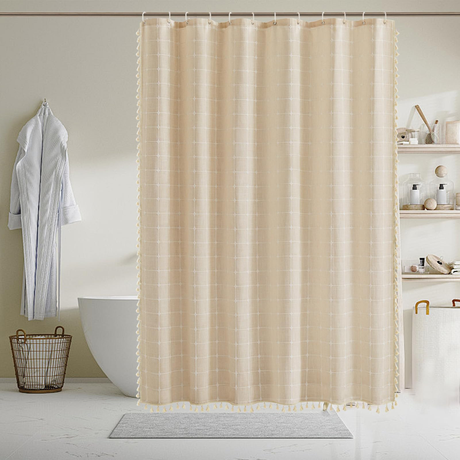 Latitude Run® Bohemian Farmhouse Shower Curtain, Heavy Duty Fabric