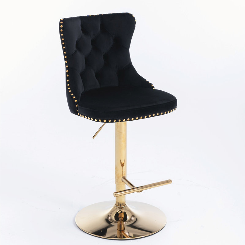 Kennasyn Swivel Upholstered Adjustable Height Counter Stool, Gold/Black
