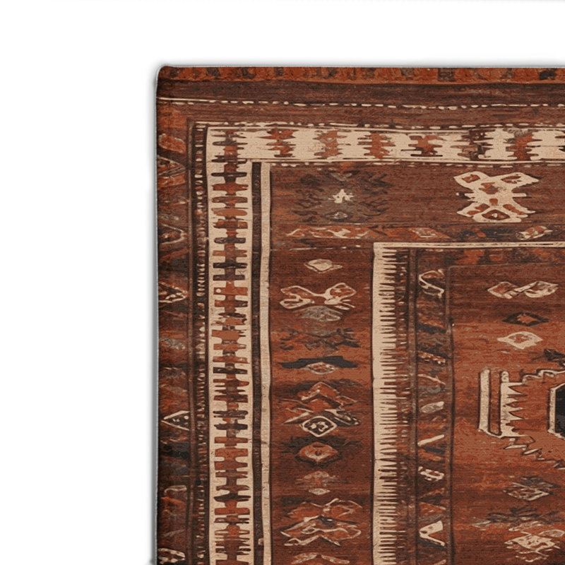 Turkish Brown Indoor and Outdoor Area Rug, Rectangle 4' x 6'