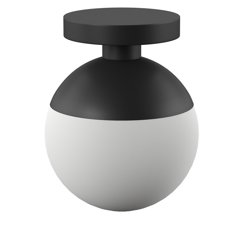 Plafonnier semi-encastré 1 lumière Yearby, H 14,5 po x l 12 po x P 12 po, Noir, Blanc