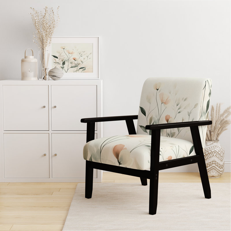 Chaise d'appoint Abstract Floral - Soft Botanical Breeze I, Black Square Arms