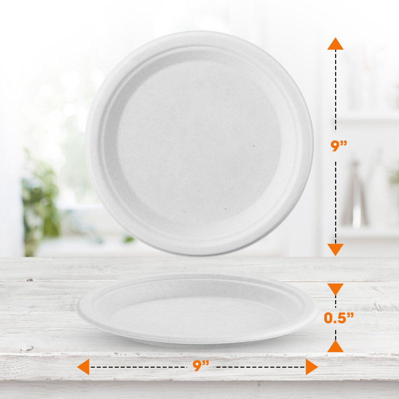 Disposable Paper Dinner Plate, White, 9"