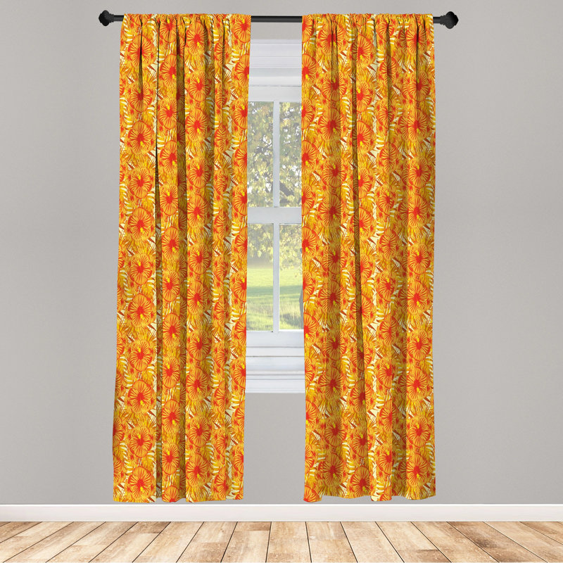 Floral Semi-Sheer Rod Pocket Curtain Panels, 28" x 95"