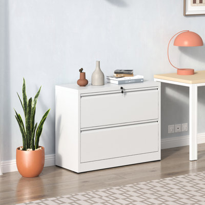 Classeur en métal 2 tiroirs, verrouillable blanc, pour le bureau, pour ranger des papiers de format Légal / A4 / F4 verrouillable 2 blancs, gestion des dossiers, s'adapte