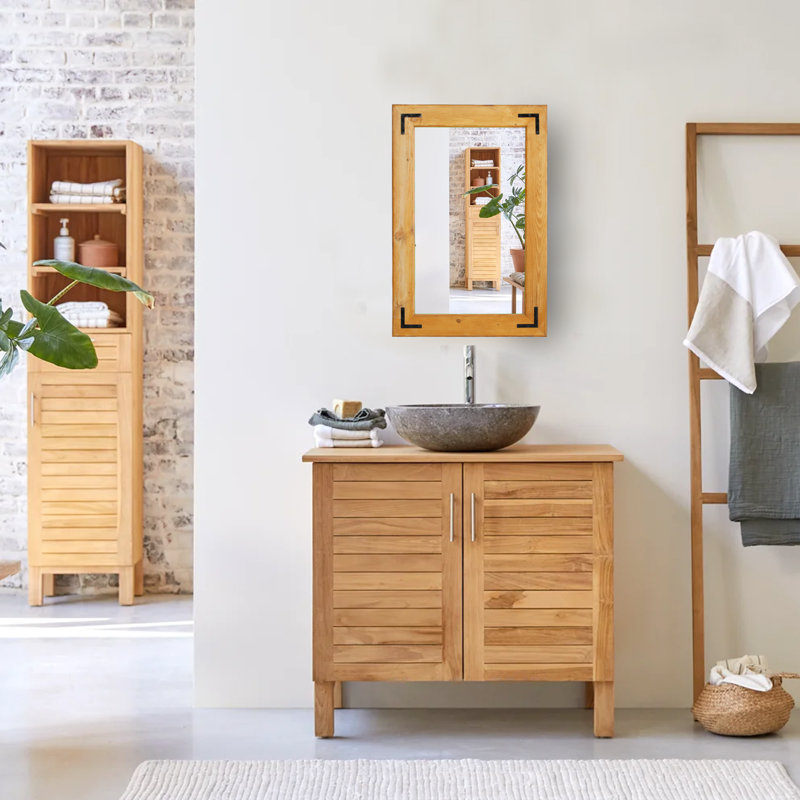 Miroir de salle de bain Nwogwugwu, Brun pâle