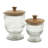 Glass Beaded Clear Decorative Jars with Wood Lids Set