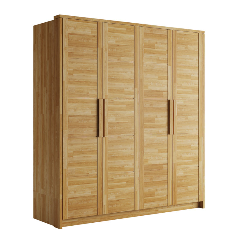 Fino 4 Door Solid Wood Wardrobe, Brown