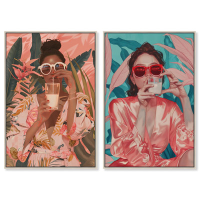 «Tropical Drink Set», reproduction d'art sur toile par Art Remedy