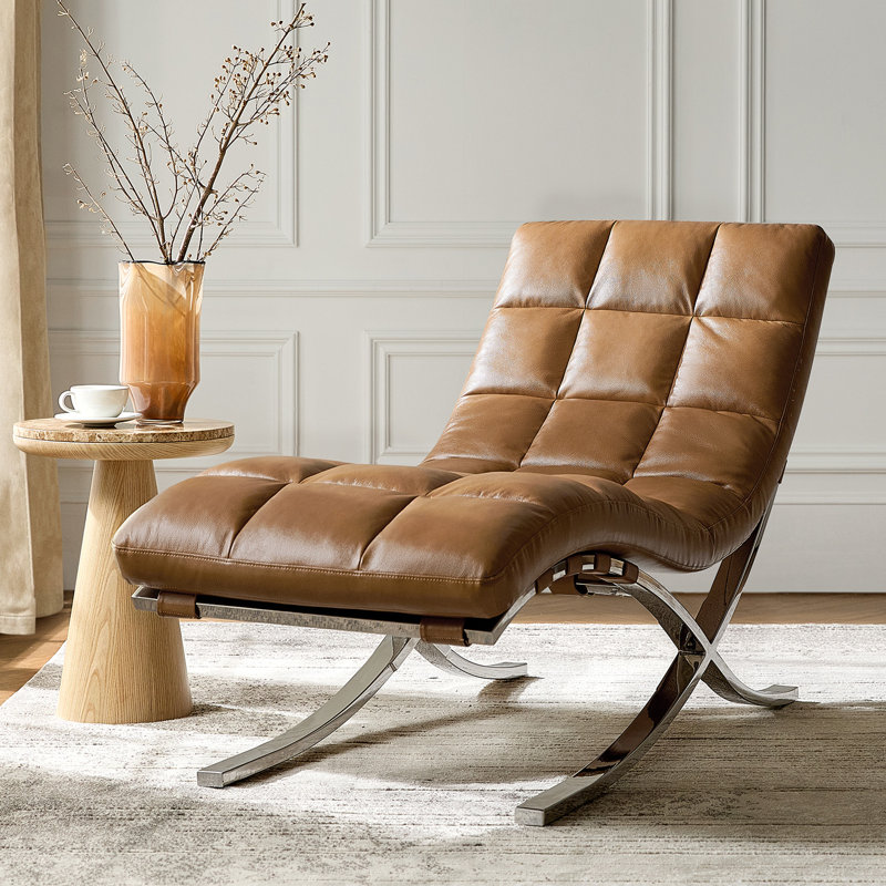 Chaise longue Estevan Classic Midcentury Modern, Brun