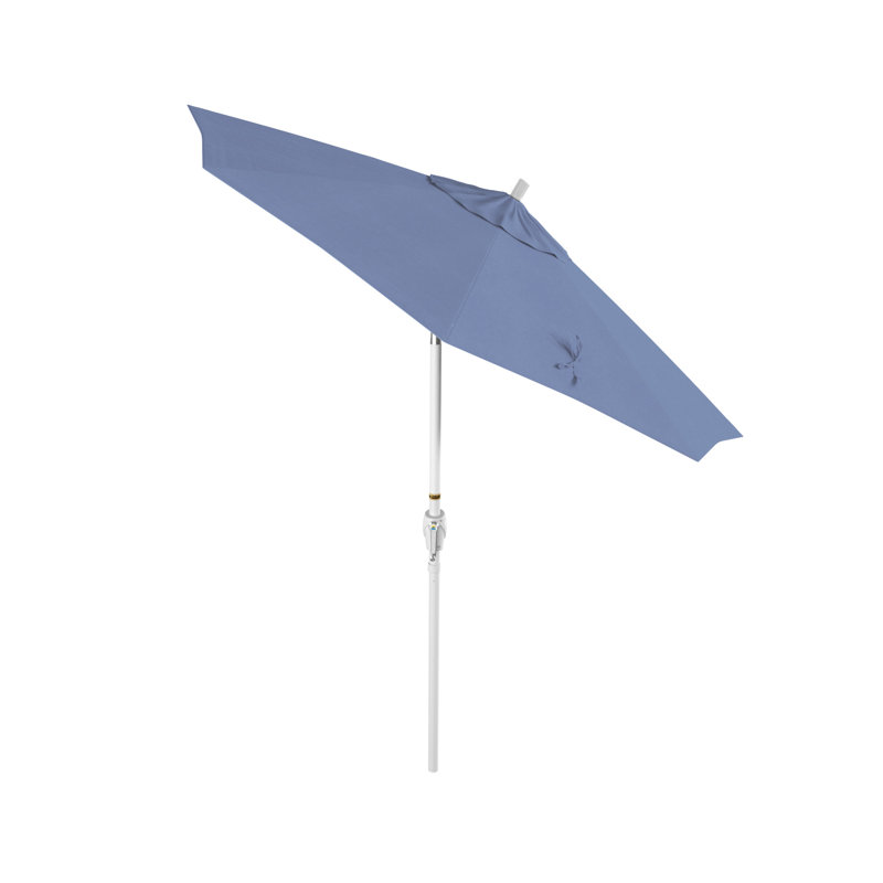 Parasol de marché 7,5', Blanc, Toile toile Sunbrella® bleu ciel, Sunbrella®