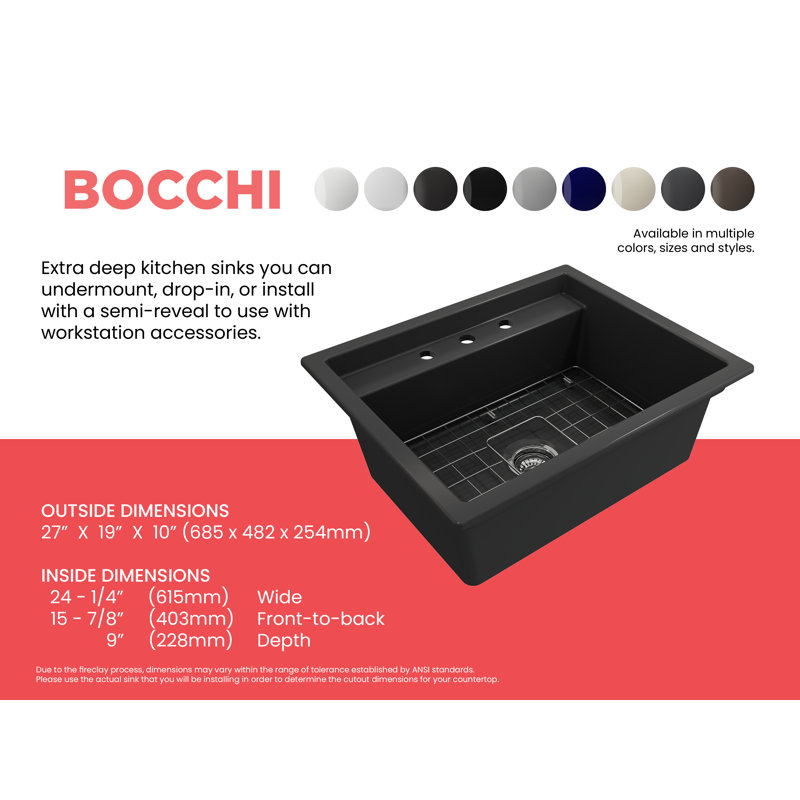 Baveno 27 in. L Dual Mount Single Basin Kitchen Sink, 3 hole, Matte Dark Gray